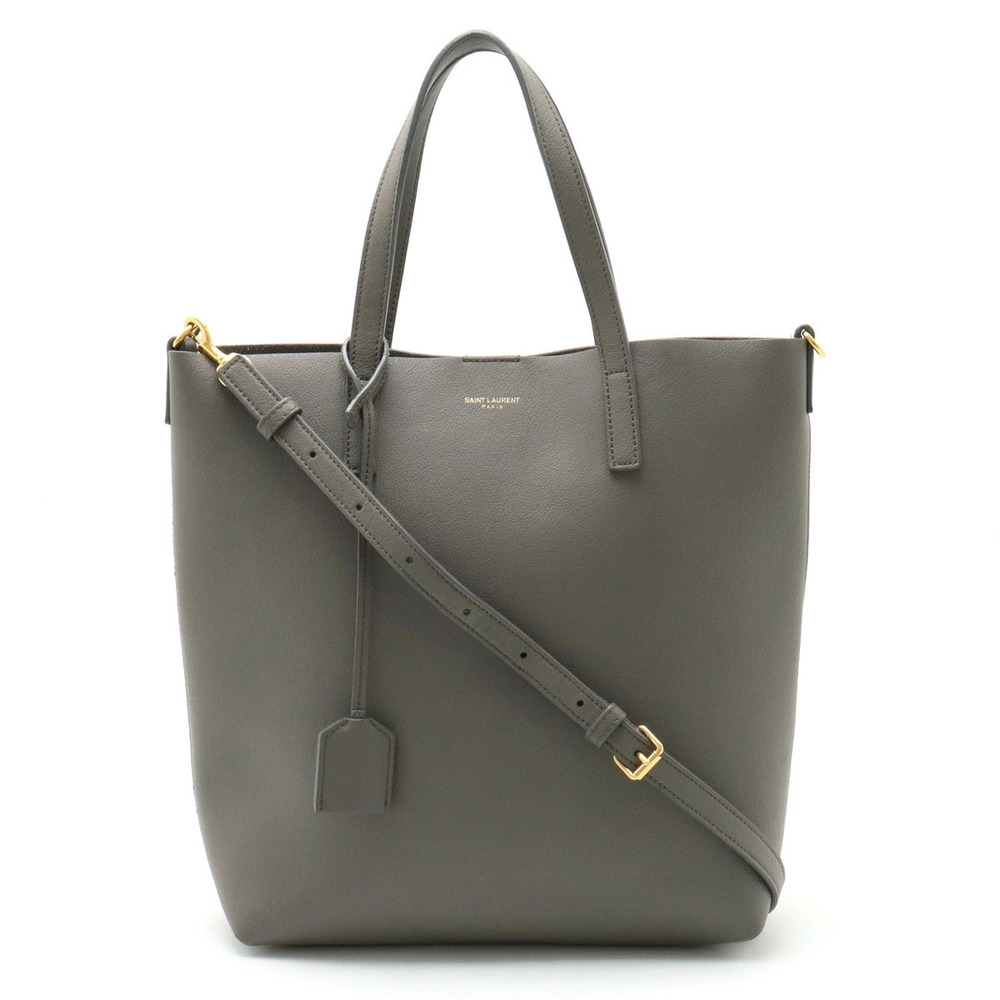 SAINT LAURENT PARIS Saint Toy Shopping Tote Bag Shoulder Leather Gray